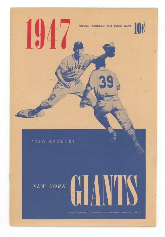 1947 NY Giants vs Brooklyn Program • Jackie Robinson Rookie Year • Scored