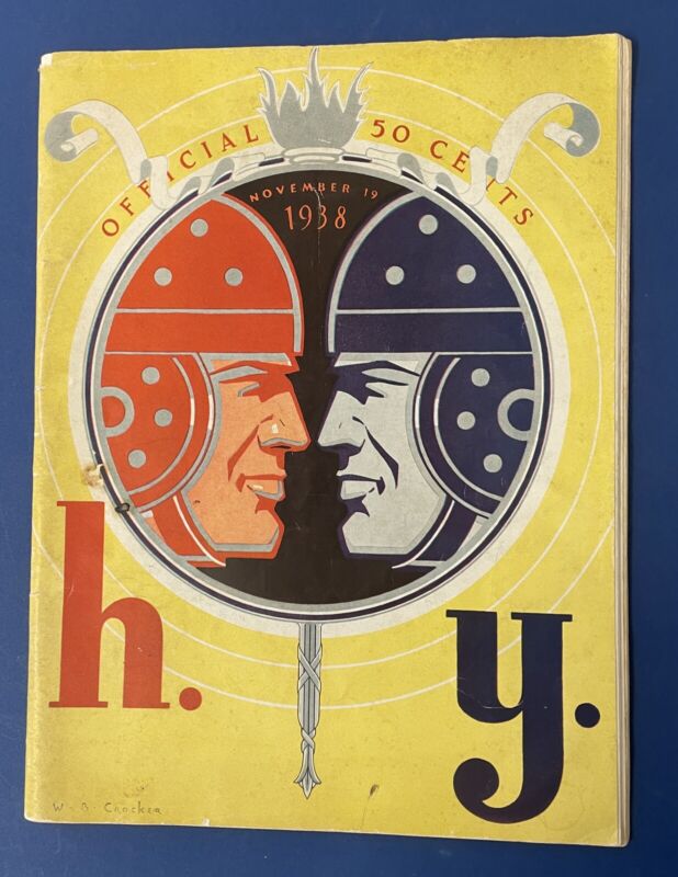 11/19/38 Harvard vs Yale Official Program • Intact VG loose centerfold