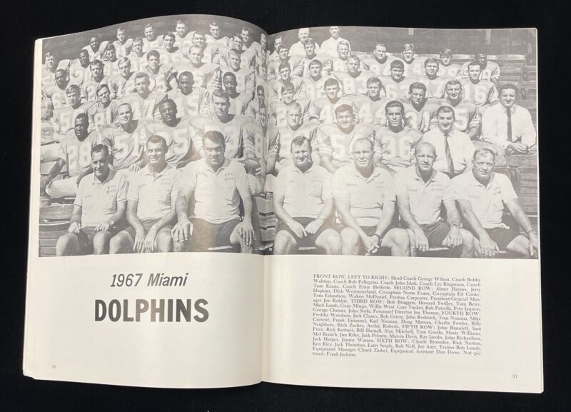 Oct 22, 1967 AFL New York Jets at Miami Dolphins Program