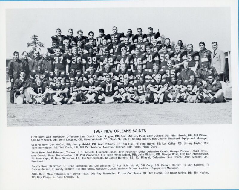 1967 New Orleans Saints 8x10 Team Issued B&W Photo