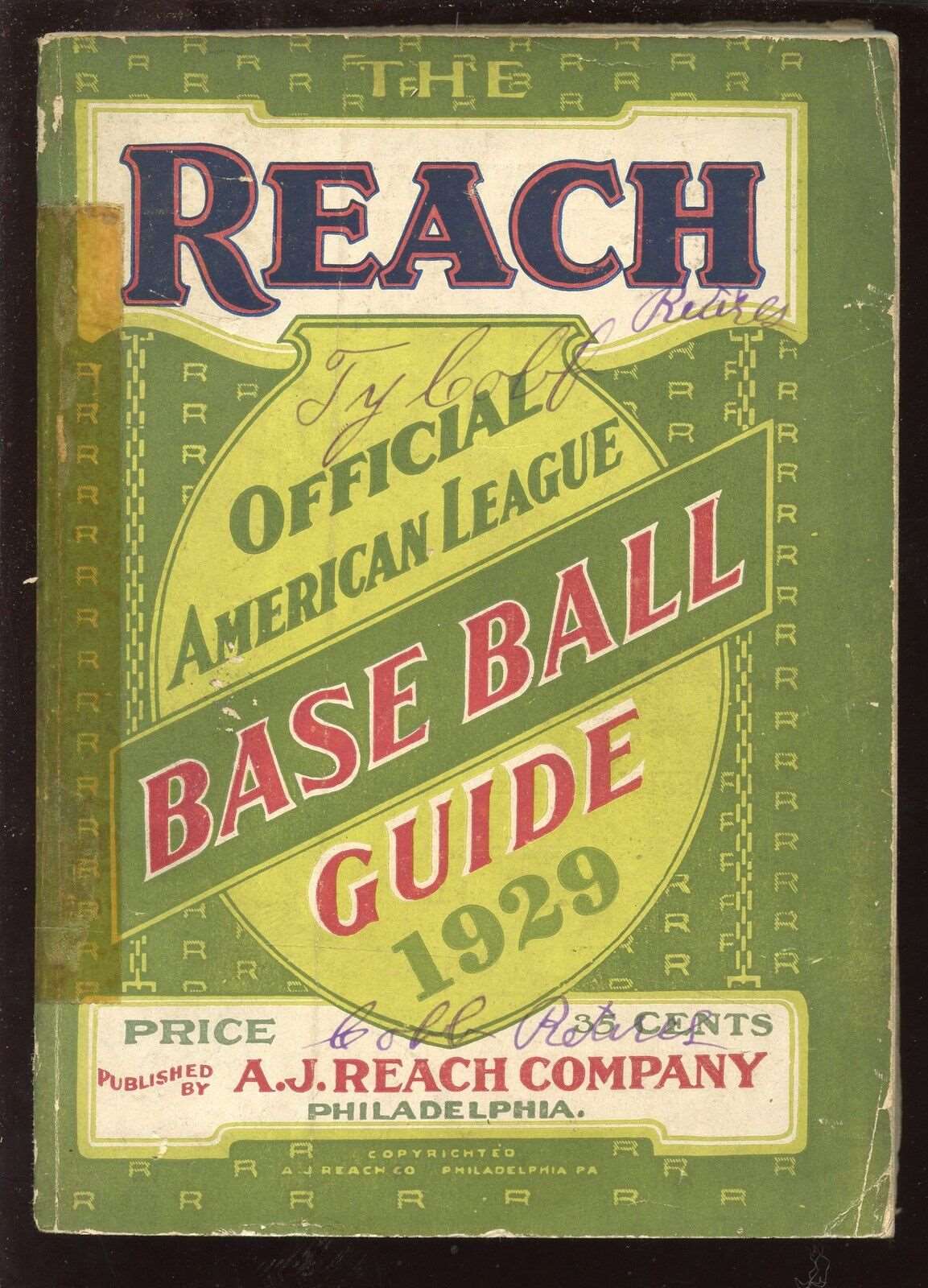 1929 Reach Official American League Baseball Guide