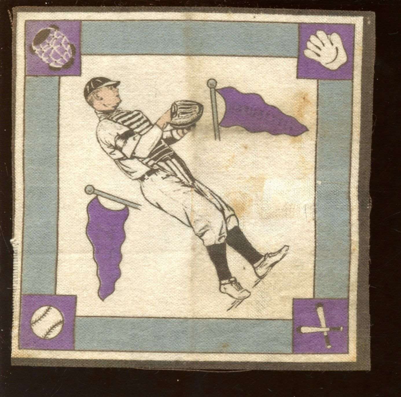 1914 B18 Baseball Blanket George Gibson Purple Pennants