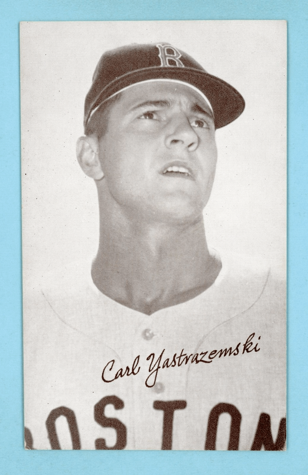 1947-66 Exhibit Carl Yastrzemski Boston Red Sox Baseball Card EX wrk/cres trc