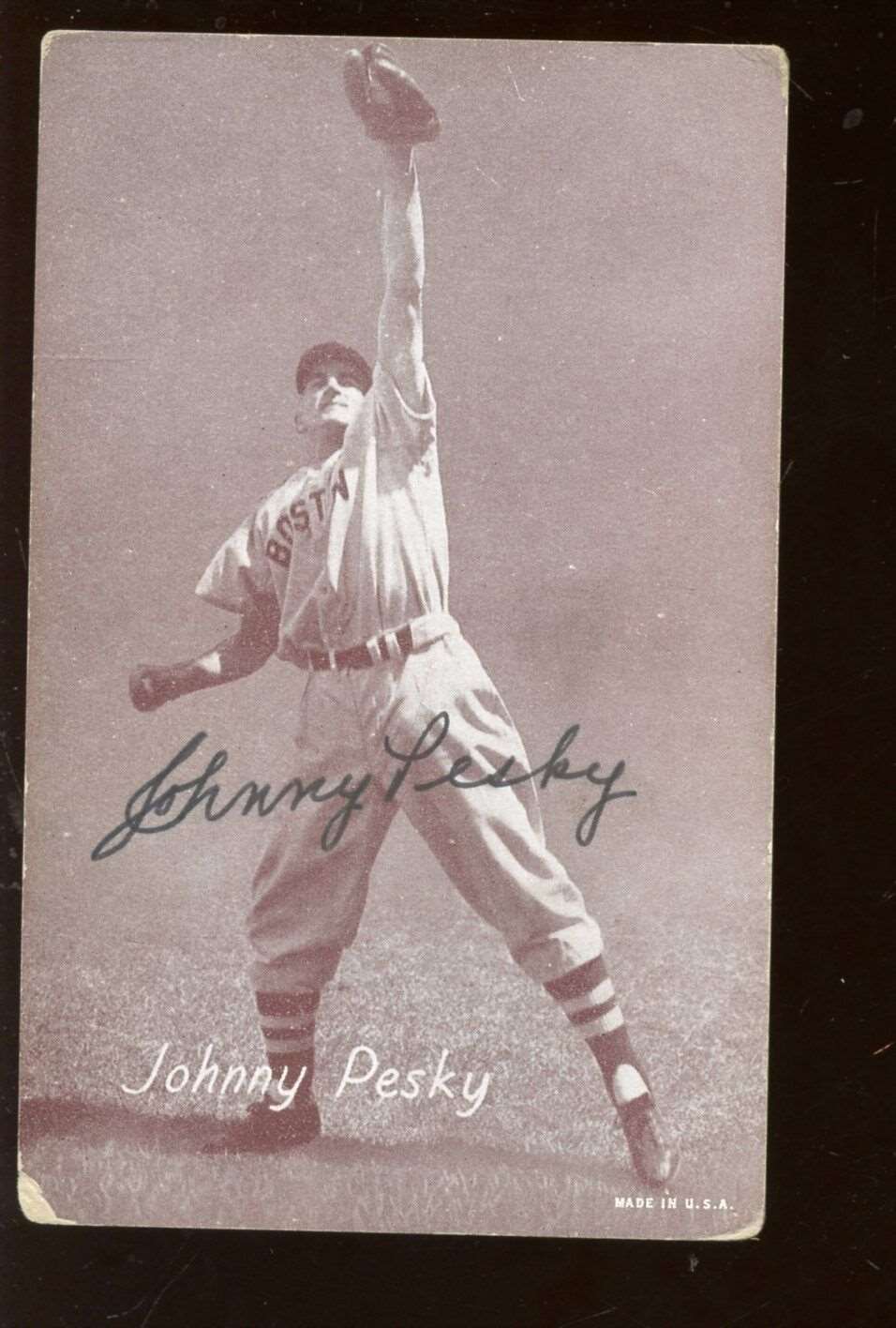 1947/1966 Exhibit Baseball Card Johnny Pesky Autographed Hologram