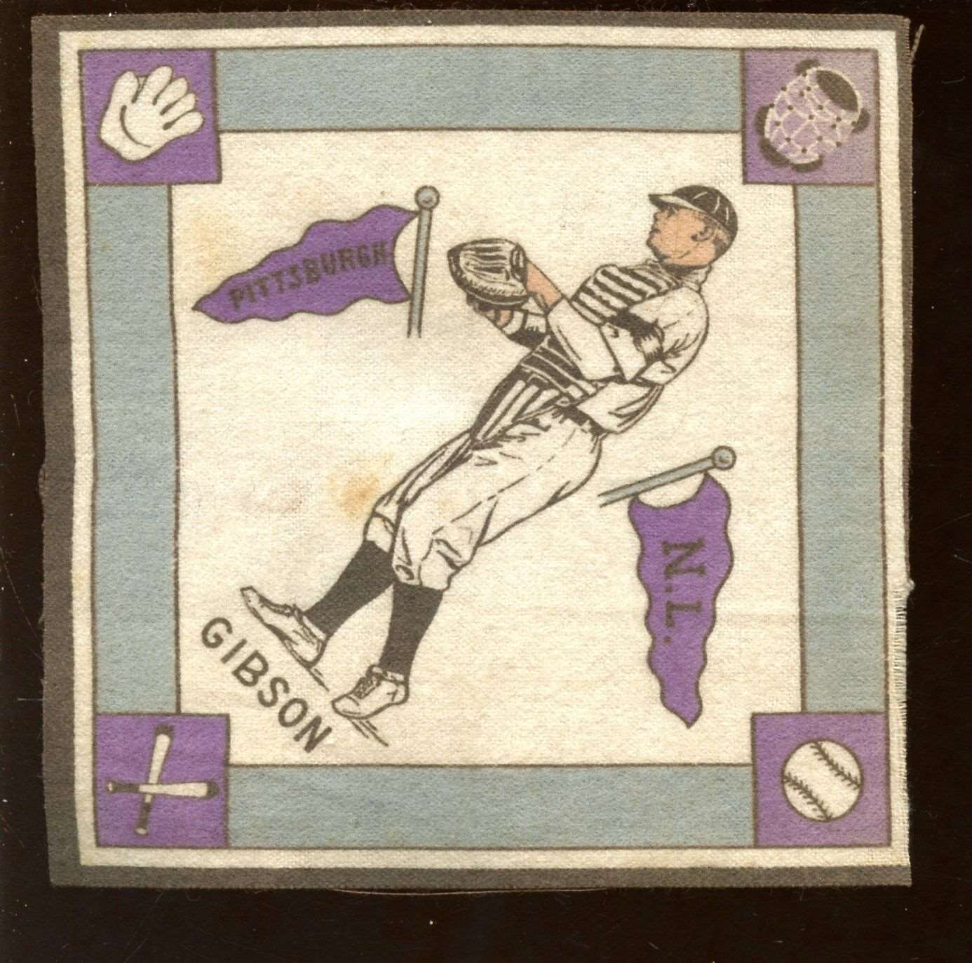 1914 B18 Baseball Blanket George Gibson Purple Pennants