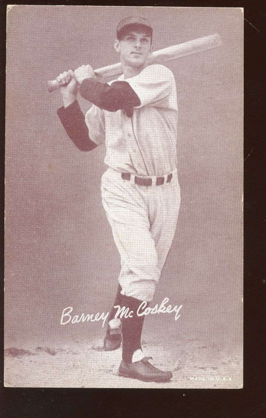 1947-1966 Exhibit Supply Baseball Card Barney McCoskey VARIATION EX