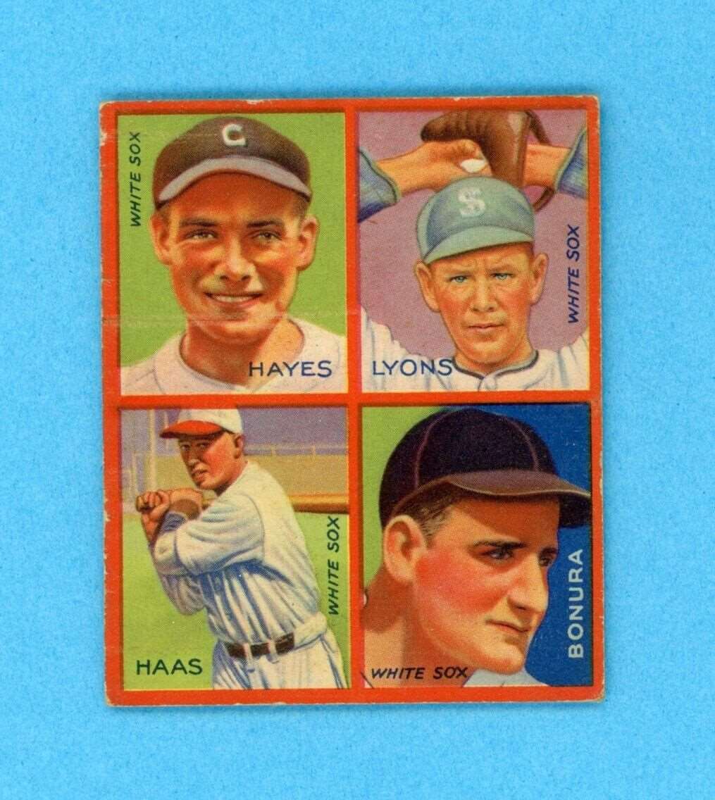 1935 Goudey 4 in 1 #13 Bonura, Haas, Hayes, Lyons Chi White Sox Baseball Card