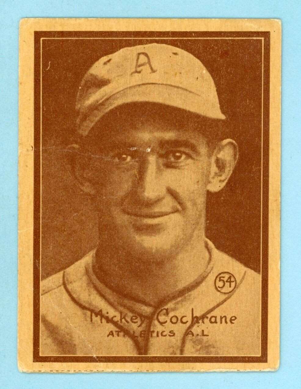 1931 W517 #54 Mickey Cochrane Philadelphia Athletics Baseball Card Low Grade