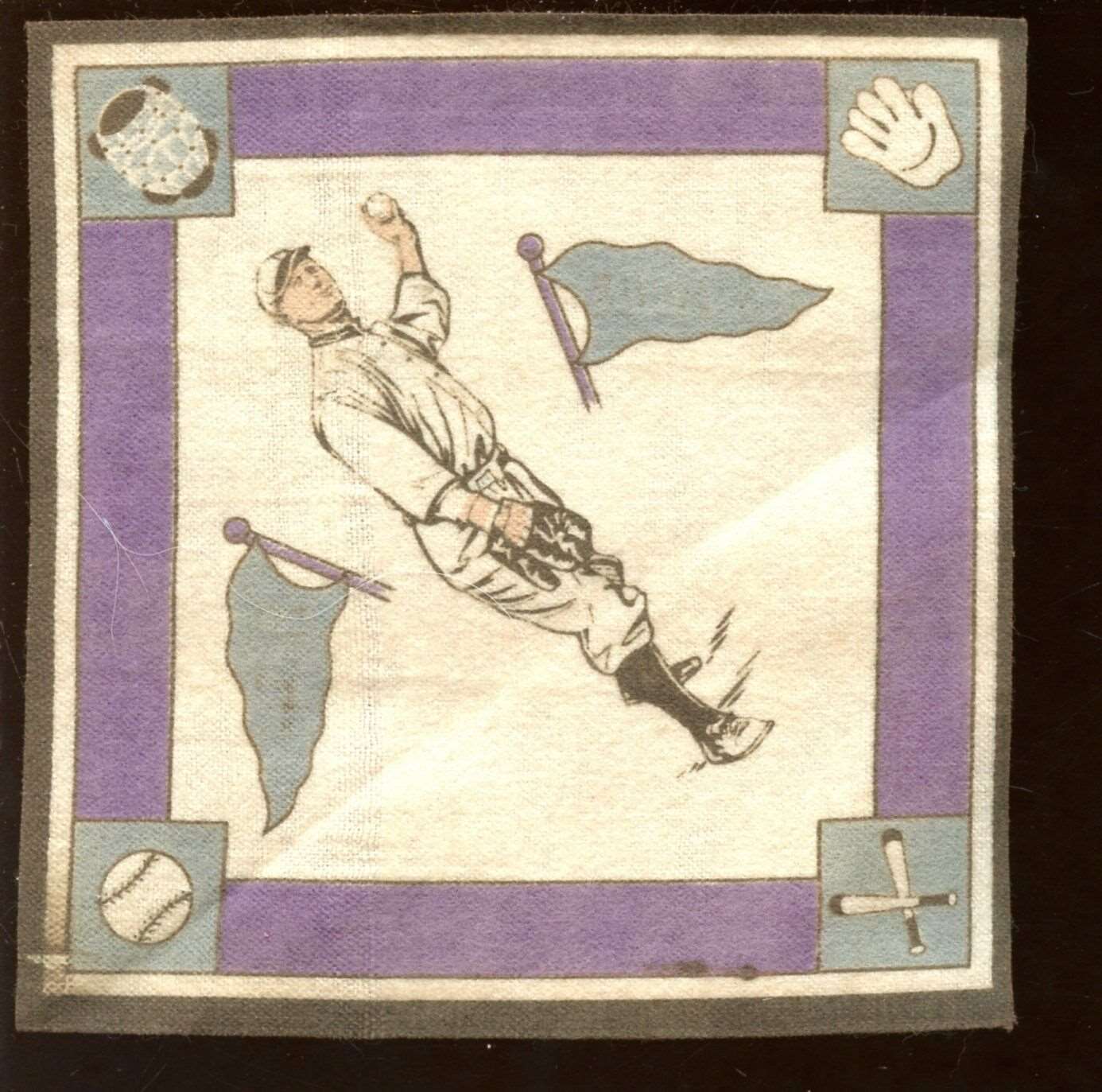 1914 B18 Baseball Blanket Burt Shotton Purple Basepaths