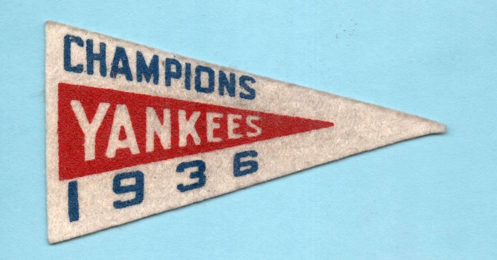 1936-37 BF3 Felt Team Pennant 1936 Yankees Champions Baseball Card