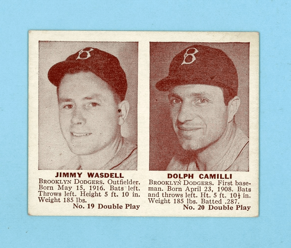 1941 Double Play #19-20 Jimmy Wasdell-Dolph Camilli Dodgers Baseball Card EX-EX+