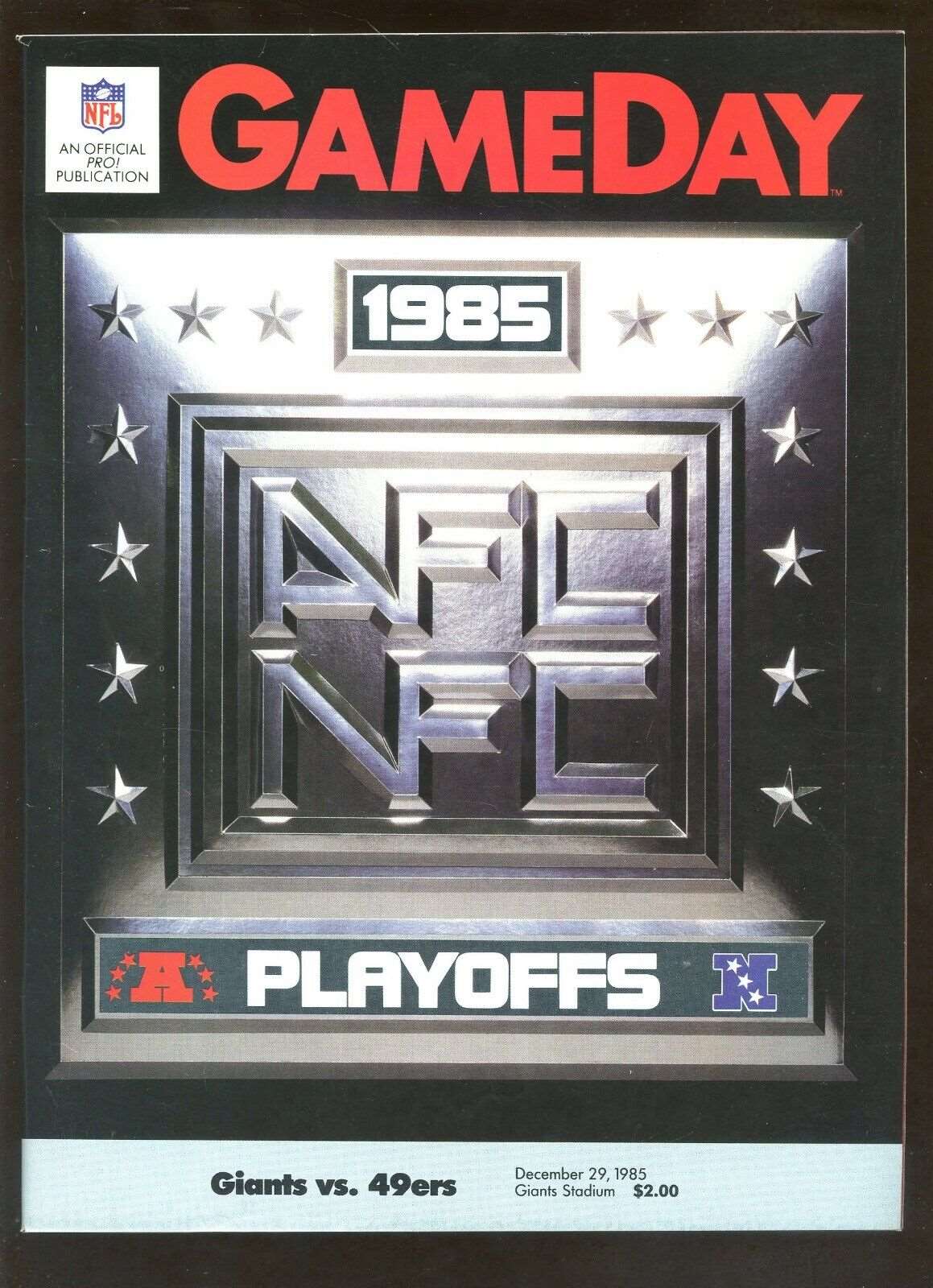 12-29-1985 NFL Playoff Program San Francisco 49'ers at New York Giants NRMT