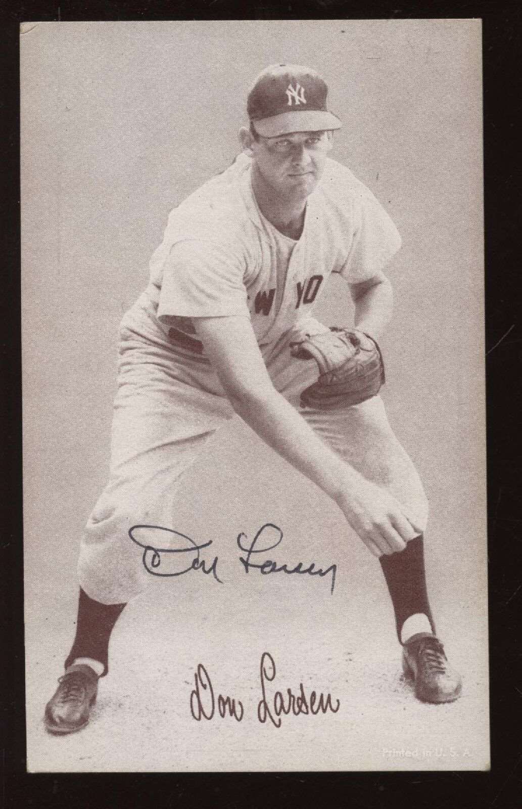 1947-66 Exhibit Baseball Don Larsen Yankees Autographed B & E Holo