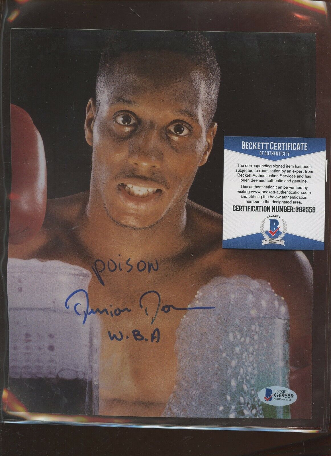 Junior Jones Boxer Autographed 8 X 10 Photo Beckett Cert