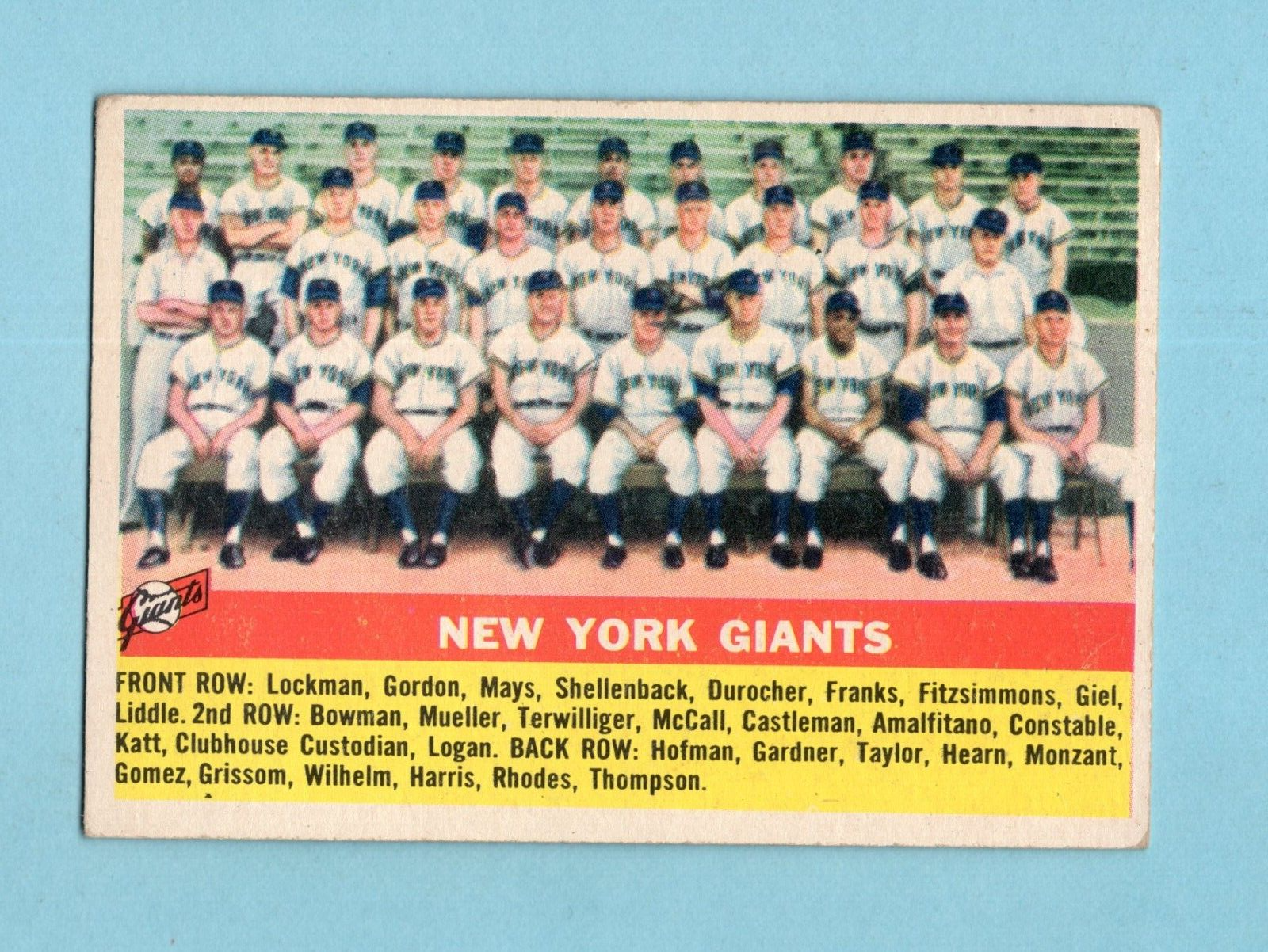 1956 Topps #226 New York Giants Team Baseball Card EX app vl wrk/cres trc