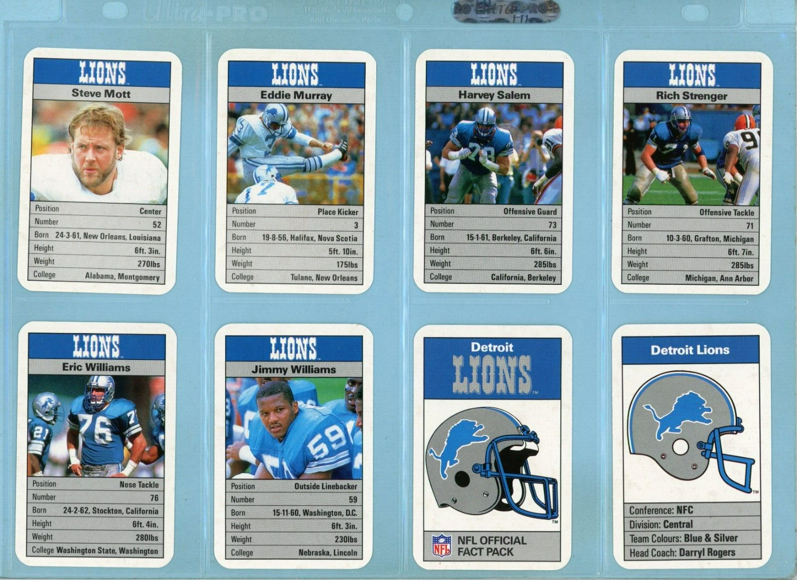 1987 Detroit Lions Ace Fact Pack Near Set Lot of 32 Football Cards NM