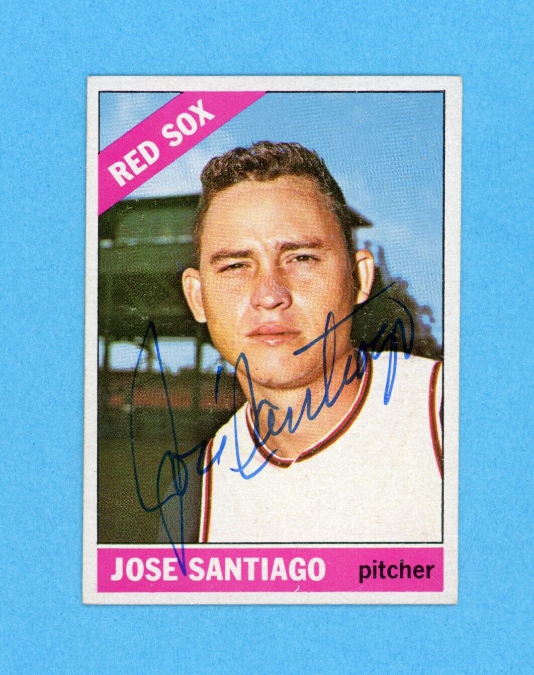 Jose Santiago 1966 Topps Signed Card #203 Auto w B&E Hologram