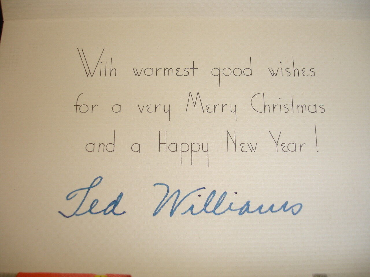 Original 1937 Ted Williams Christmas Card Postmarked from San Diego California