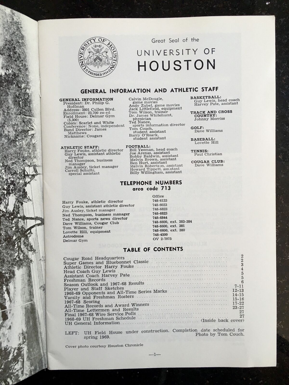 1969 University of Houston Basketball Media Guide