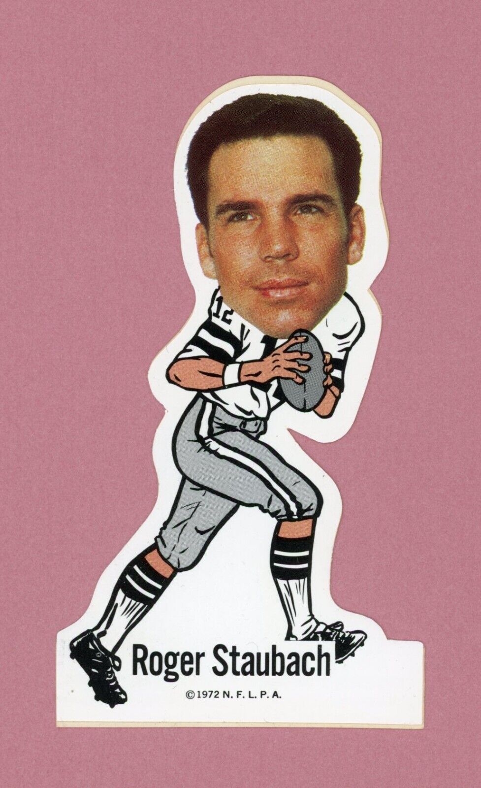 1972 NFLPA Vinyl Sticker Roger Staubach Dallas Cowboys Football Card Ex/Mt