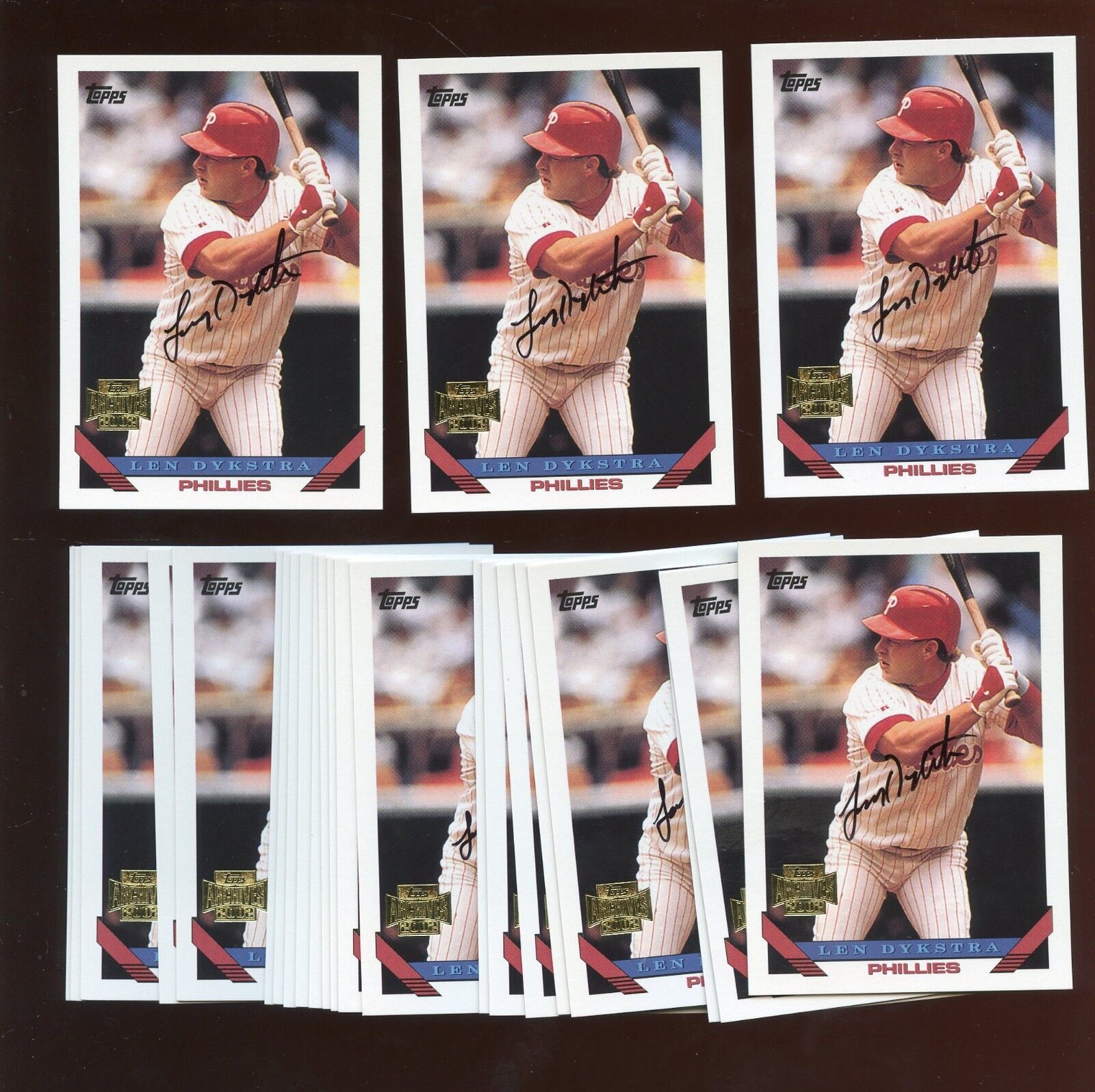 Twenty Five 2002 Topps Baseball Cards All #740 Lenny Dykstra Autographed (25)