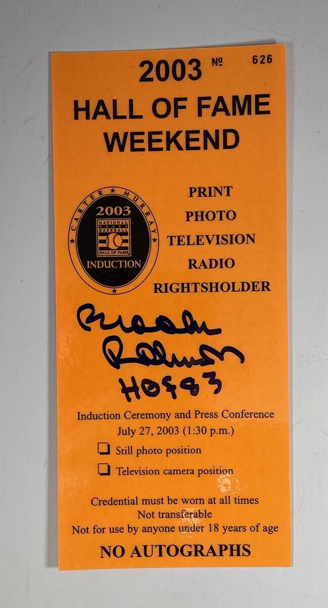 Brooks Robinson 2003 Hall of Fame Induction Signed Press Pass with B&E Hologram