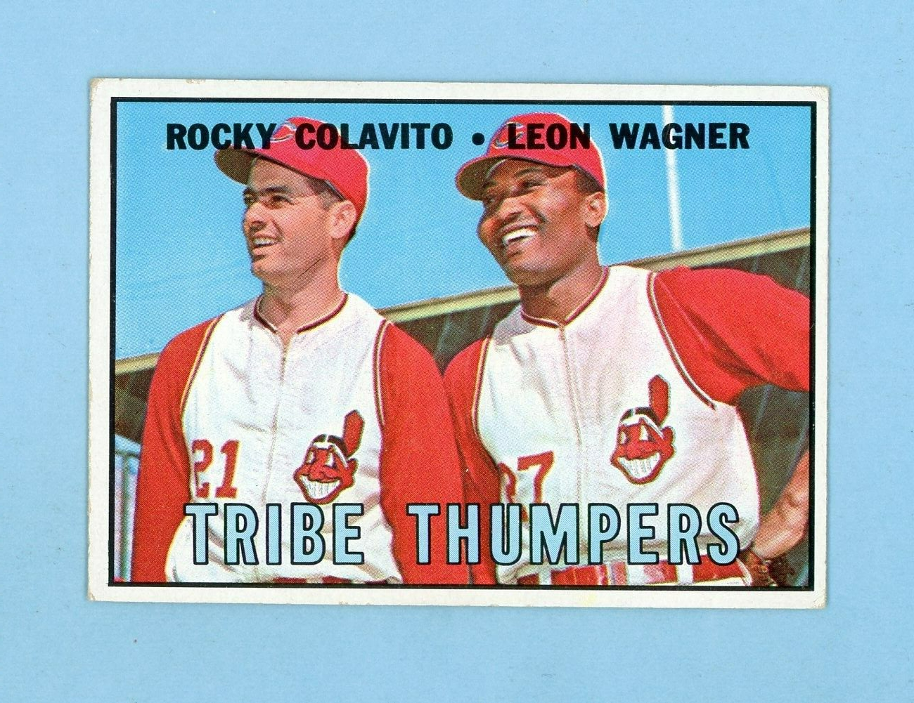 1967 Topps #109 Tribe Thumpers Rocky Colavito, Leon Wagner Baseball Card EX