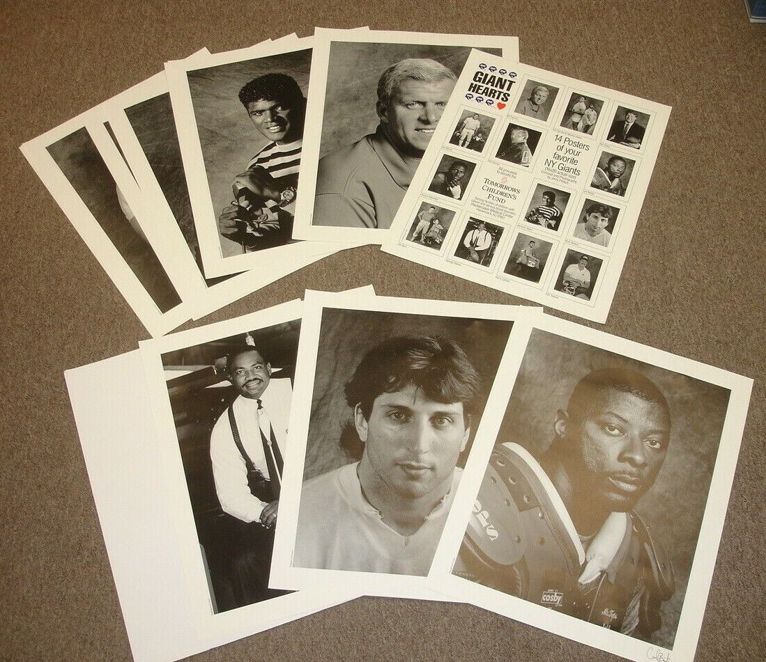 c.1990 NY Giants Lot of 14 Different 16x20 B&W Player Studio Photography Posters