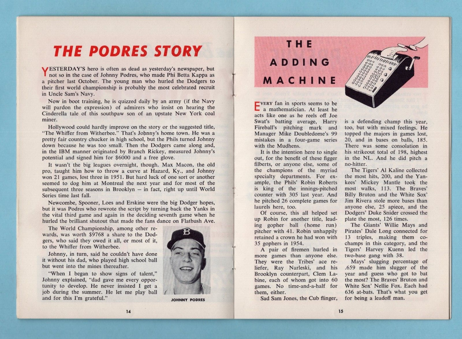 1956 Frankie Frisch's Baseball Roundup Facts and Features