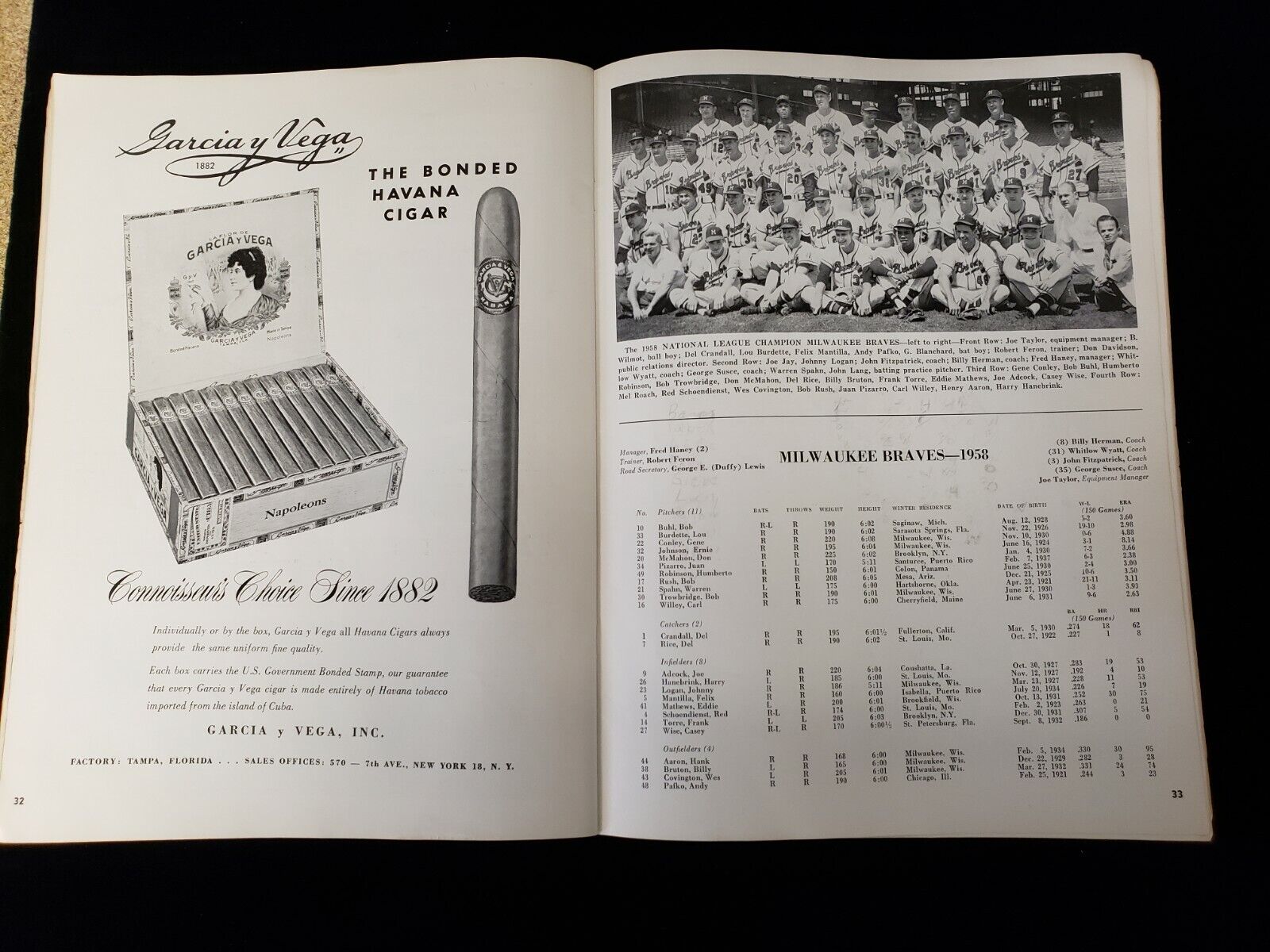 1958 World Series Program - NY Yankees vs. Milwaukee Braves 