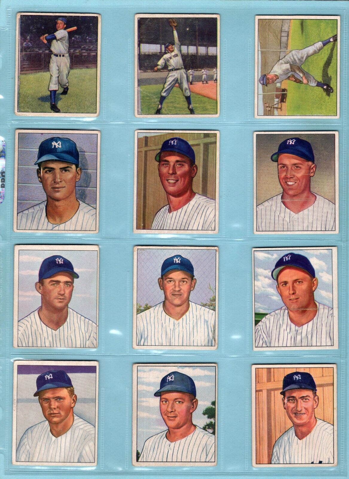 1950 Bowman Lot of 12 Different New York Yankees Baseball Cards LG - Ex/Mt