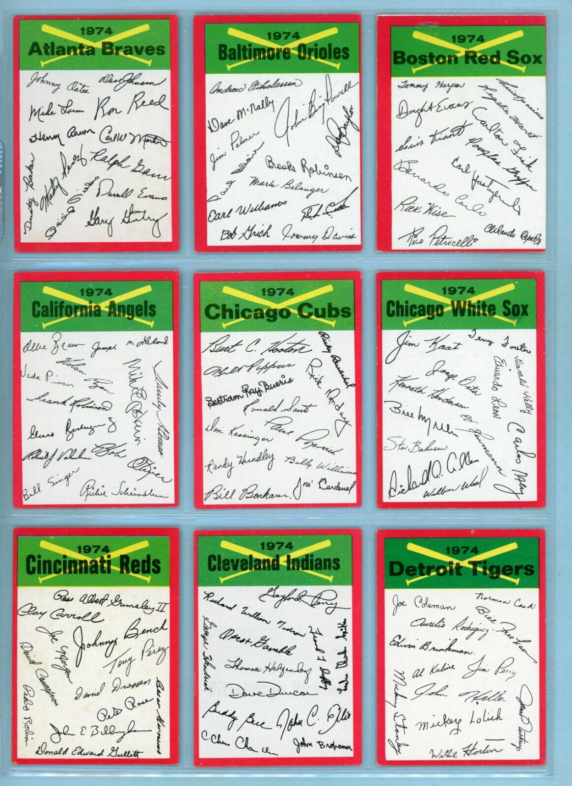 1974 Topps Complete Set of 24 Team Checklist Baseball Cards Ex - Ex/Mt chked bk