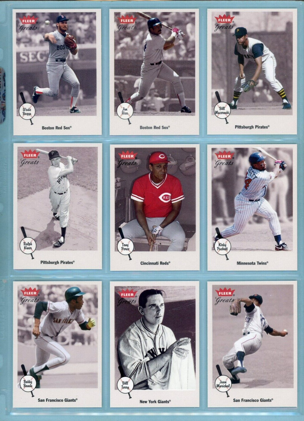 2002 Fleer Greats of The Game Complete Set of 100 + Checklist Baseball Cards NM