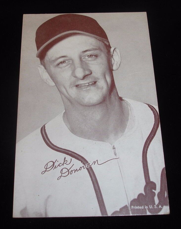 1947-66 Dick Donovan Milwaukee Braves Exhibit Card-Plain Cap variation-EX