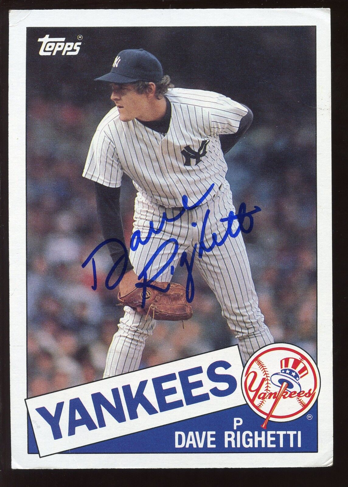 1985 Topps Super Baseball Card #58 Dave Righetti New York Yankee Autographed