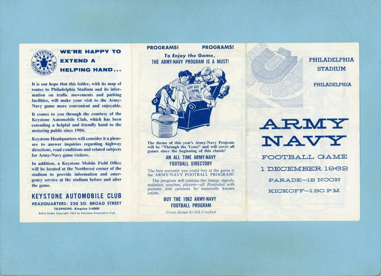 December 1, 1962 Army vs Navy Football Game Itinerary Pamphlet