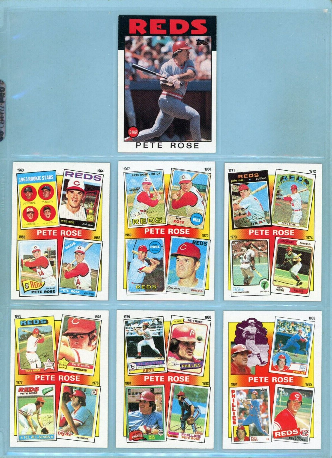 1986 Topps Set of 7 Pete Rose Special Baseball Cards NM