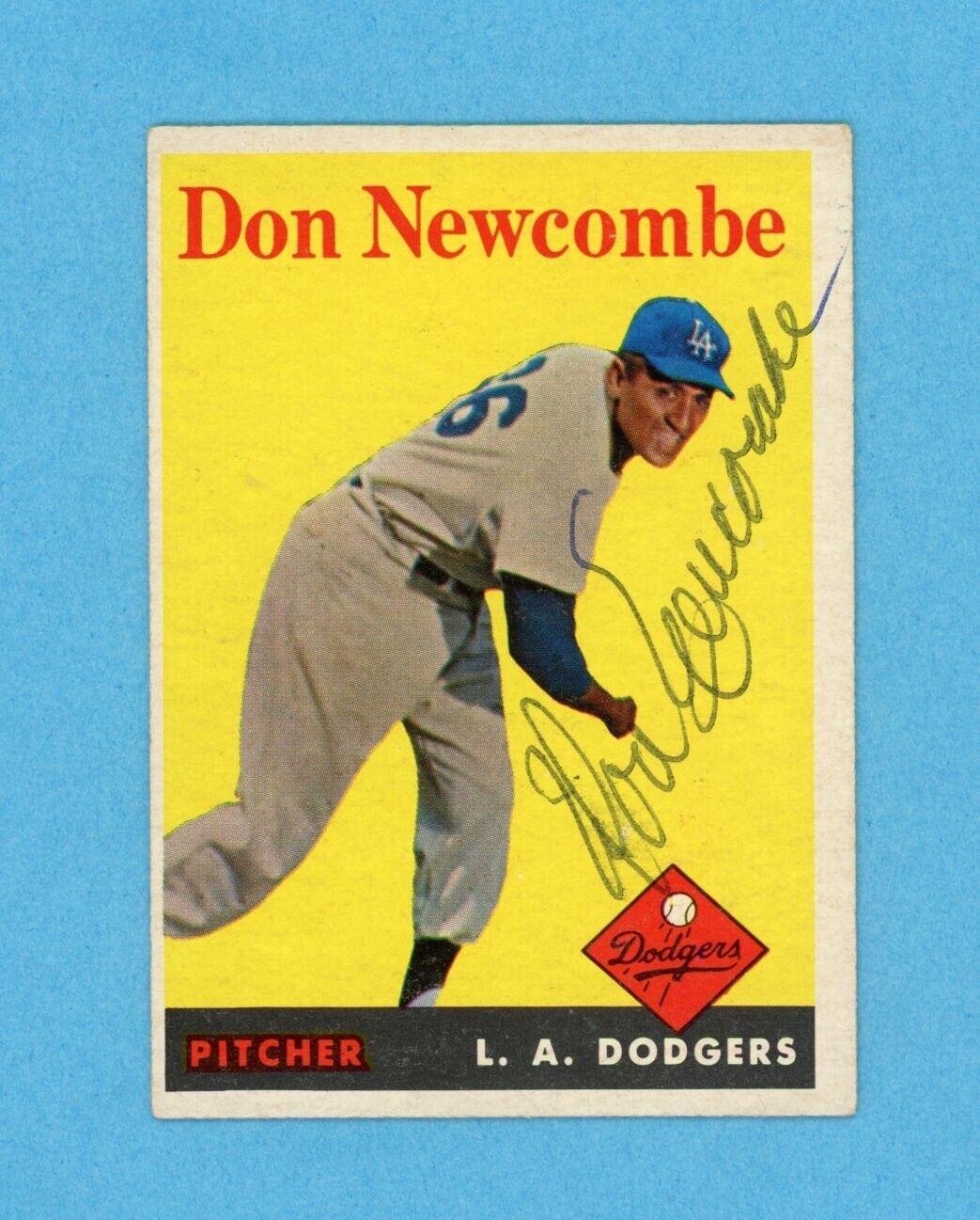 Don Newcombe Signed 1958 Topps Card #340 Auto w B&E Hologram