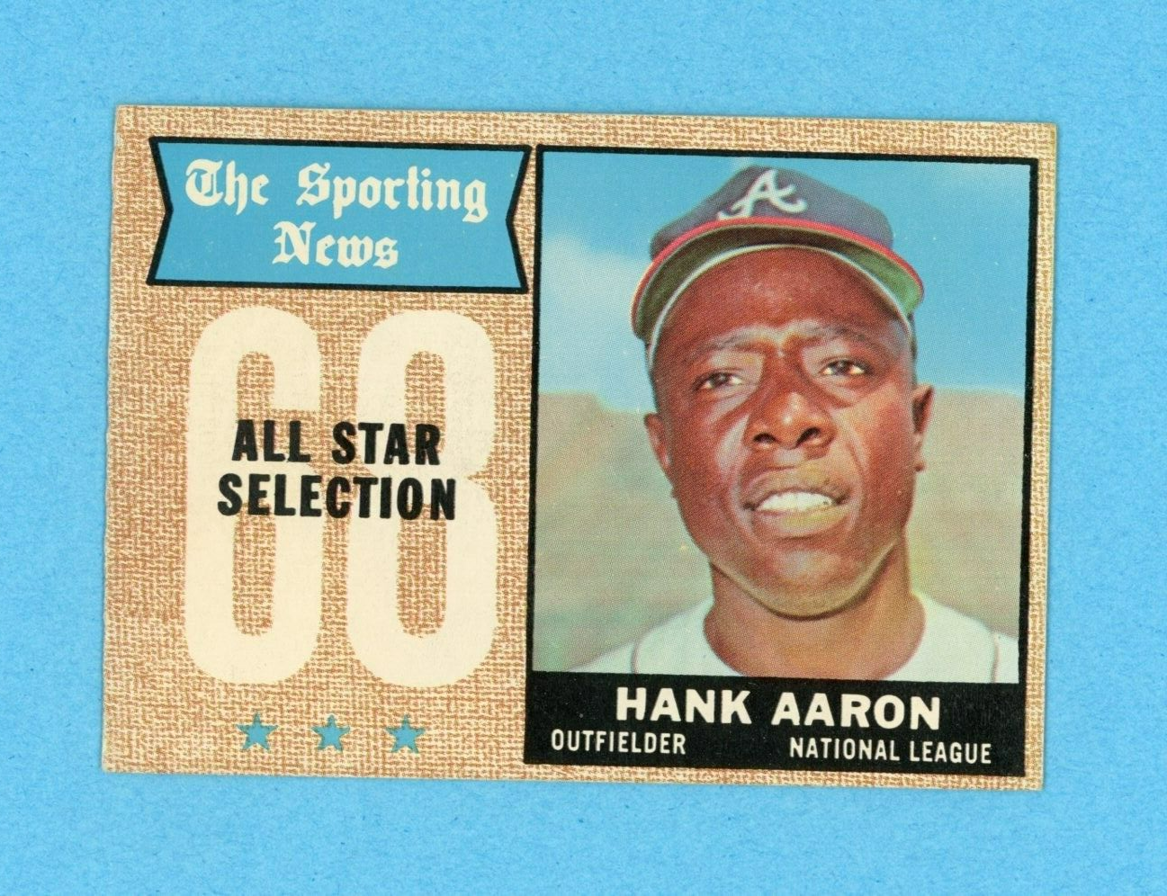 1968 Topps #370 Hank Aaron All-Star Atlanta Braves Baseball Card EX - EX+ rels