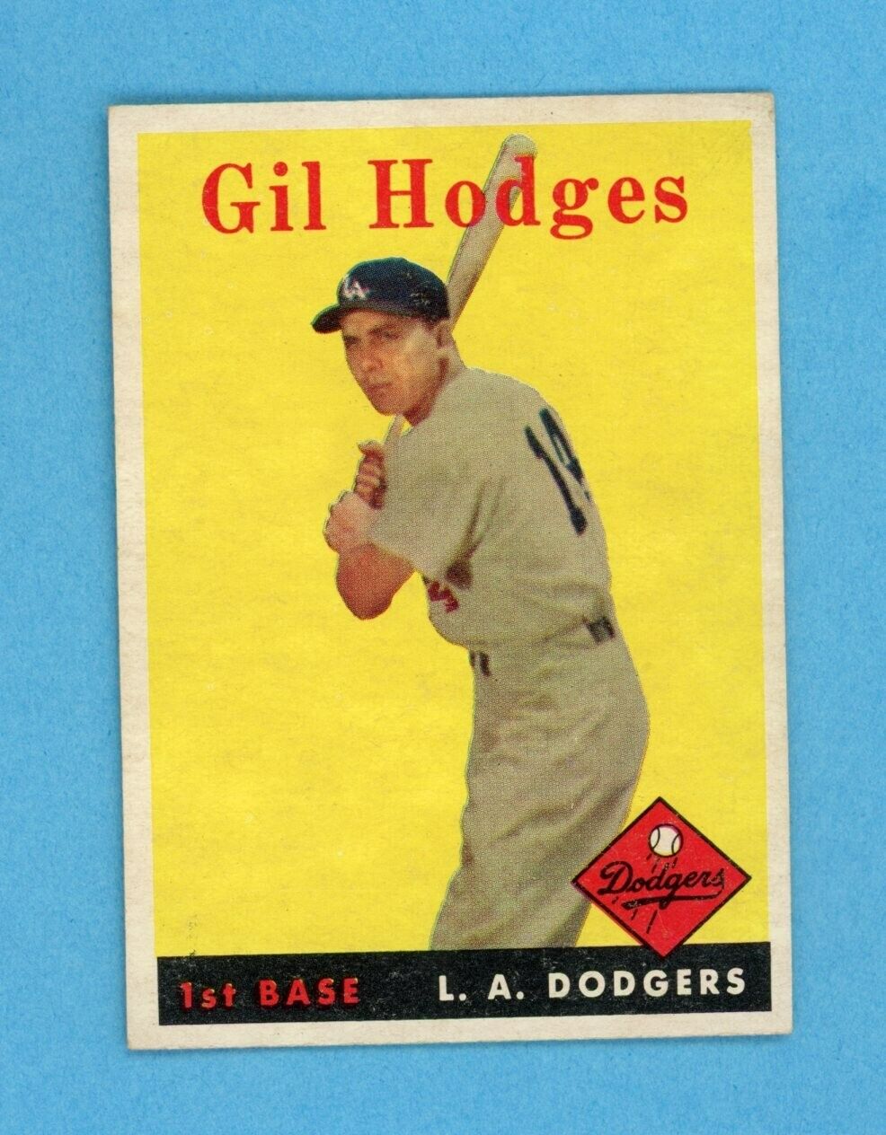 1958 Topps #162 Gil Hodges Los Angeles Dodgers Baseball Card EX+ twtrc