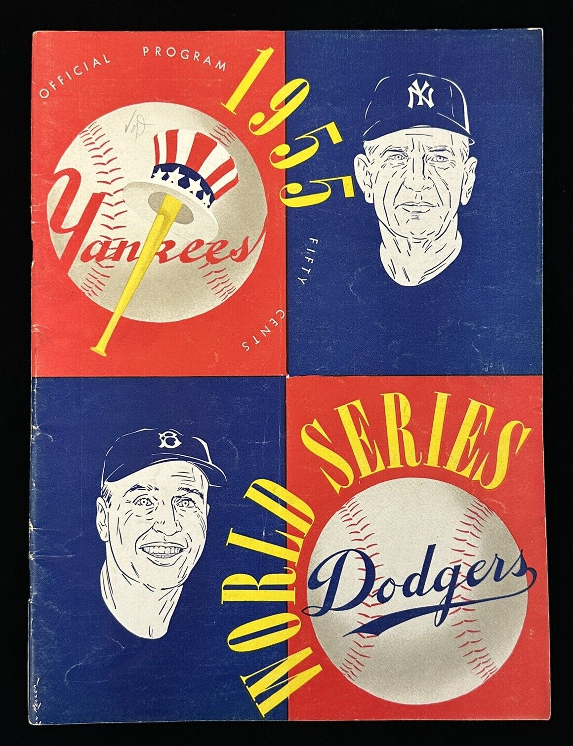 1955 New York Yankees World Series Program vs Brooklyn Dodgers VG-EX unscored