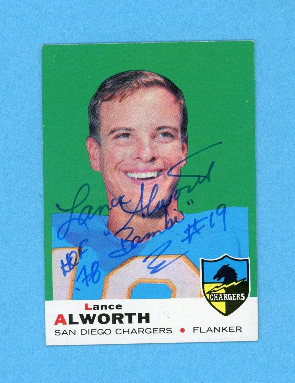 Lance Alworth San Diego Chargers 1969 Topps #69 Autographed Football Card