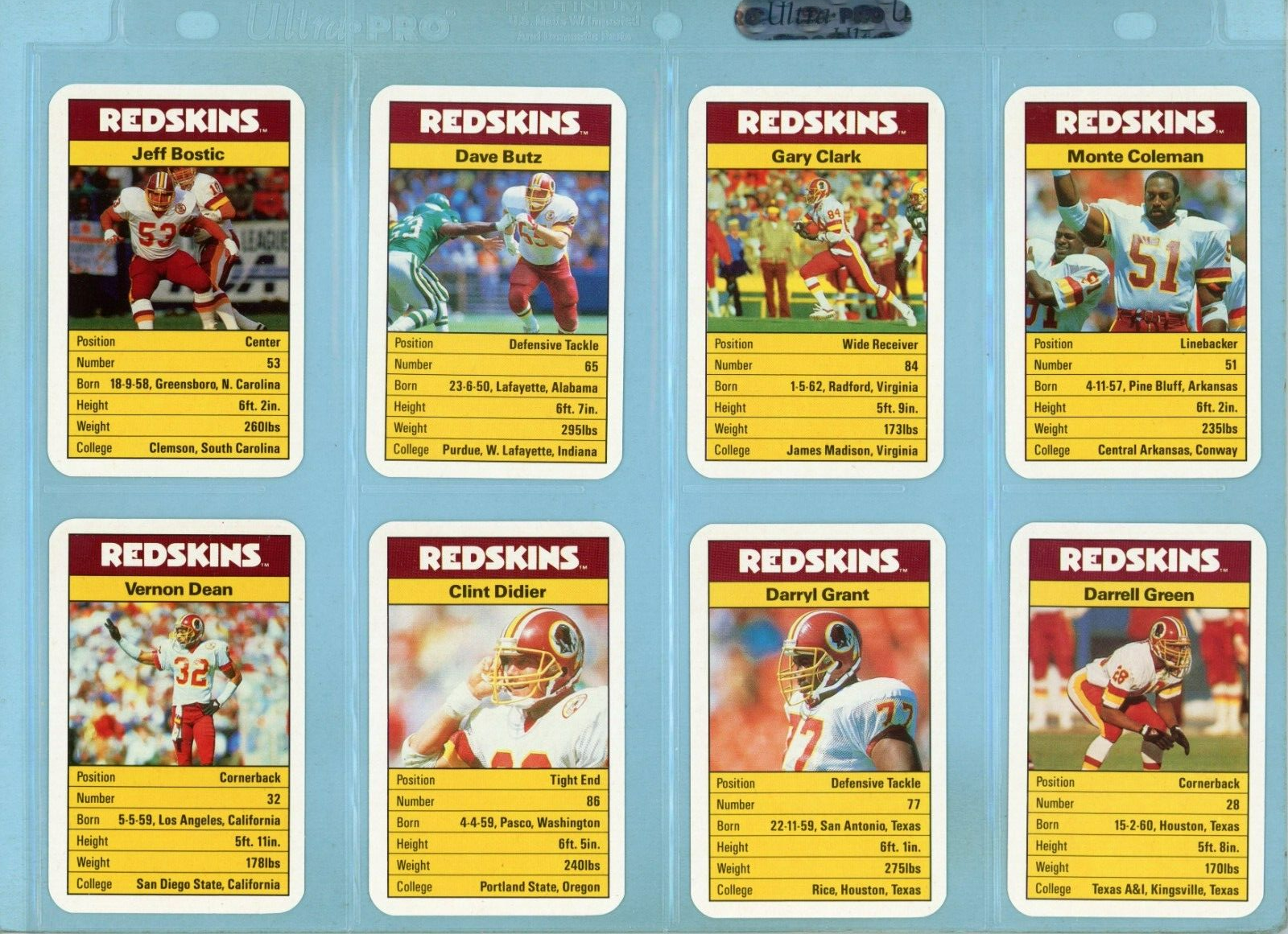 1987 Washington Redskins Ace Fact Pack Complete Set of 33 Football Cards NM