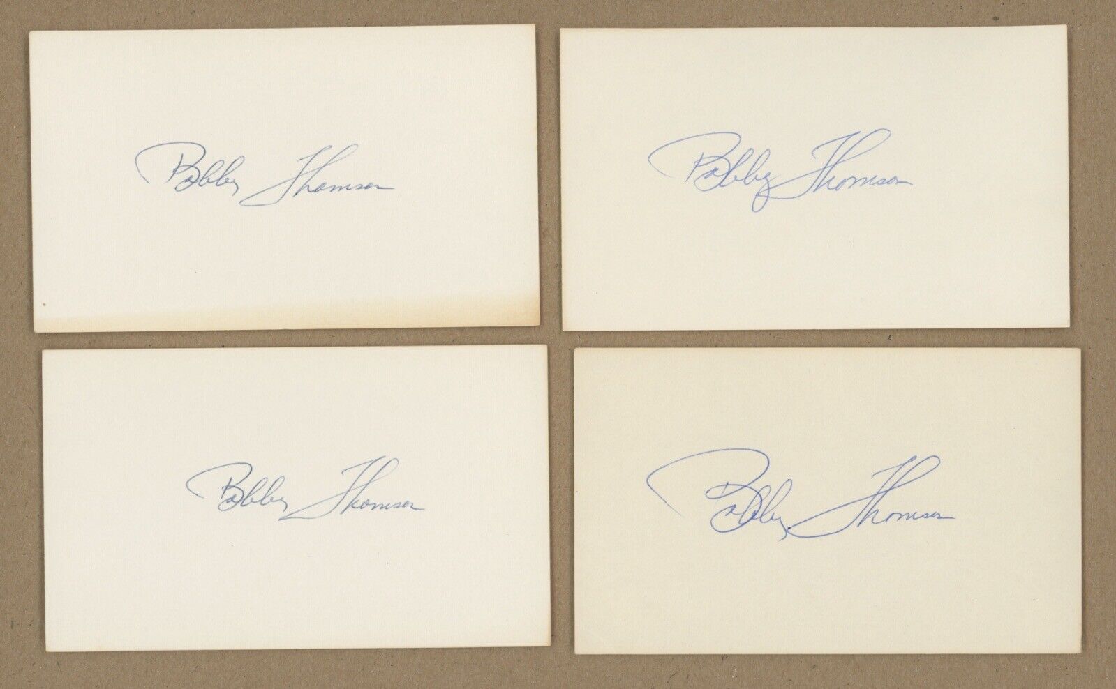 Lot of 24 Bobby Thomson Signed Index Cards w B&E Holograms