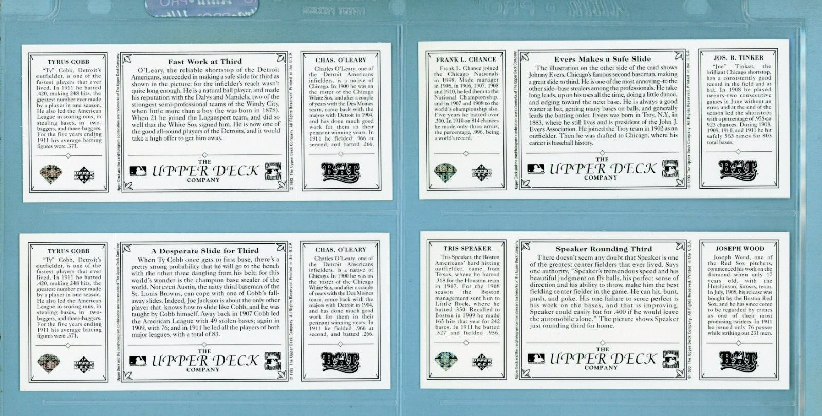 1993 Upper Deck All Time Heroes T202 Reprints Set of 10 Baseball Cards NM