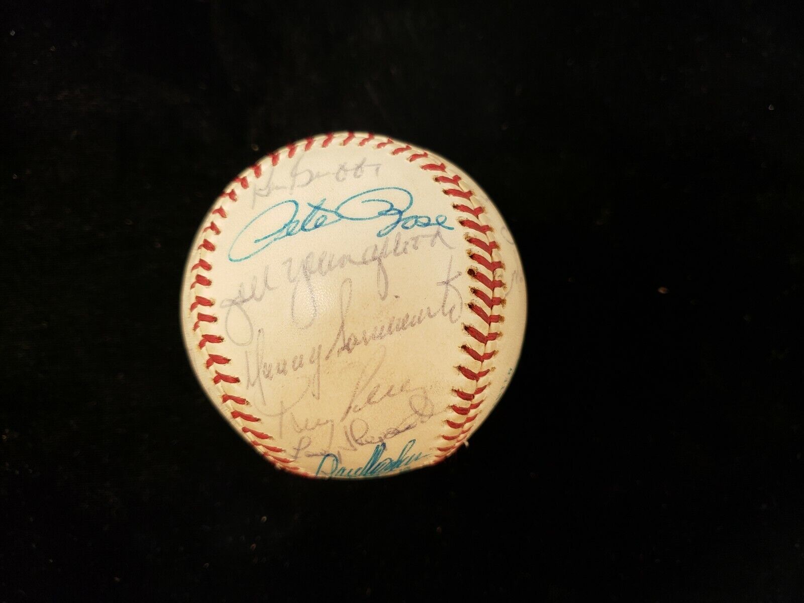 1977 Cincinnati Reds Autographed AL Baseball - 22 sigs w/ Rose Perez Anderson