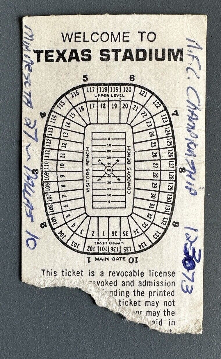 Dec. 30, 1973 NFC Championship Game Ticket Stub - Minn. Vikings @ Dallas Cowboys