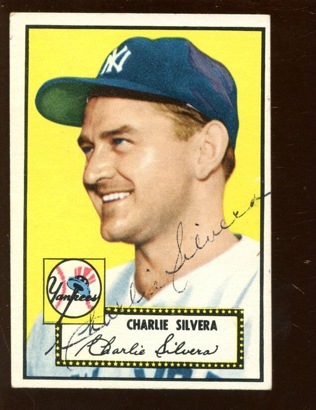 1952 Topps Baseball Card #168 Charlie Silvera New York Yankees Autographed EX+