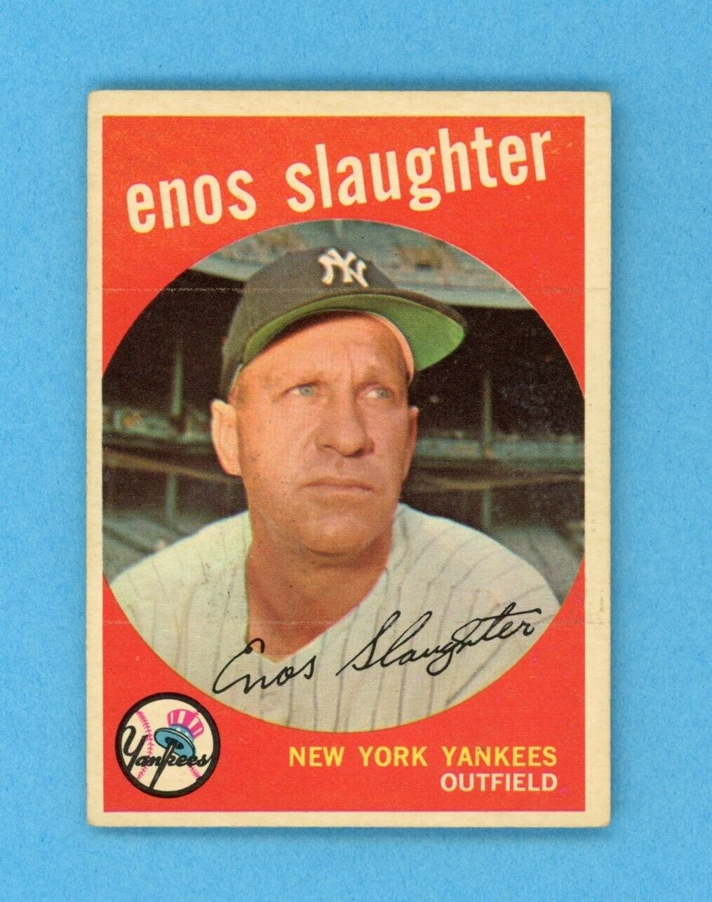 1959 Topps #155 Enos Slaughter New York Yankees Baseball Card EX lht prt lns