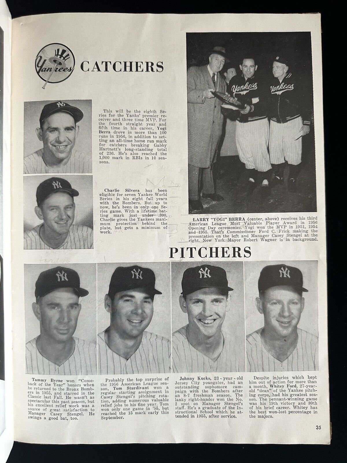 1956 New York Yankees World Series Program vs Brooklyn Dodgers - scored Game 3